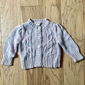 Vintage Y2K Cherokee Baby Girls’ 12 Month Pink, Purple, & Blue Cable Cardigan